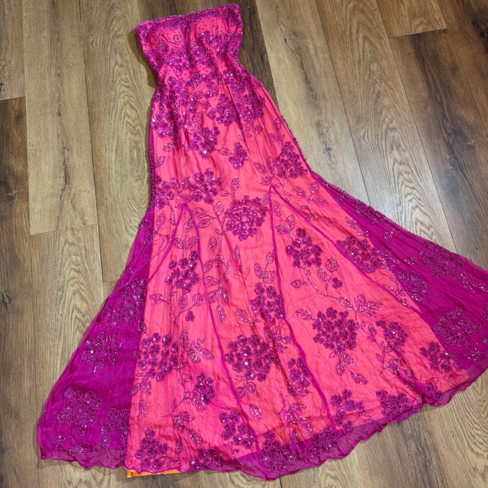Vintage 100% Silk Beaded Dress Vintage Beaded Dress Pink Silk Beaded Dress Prom